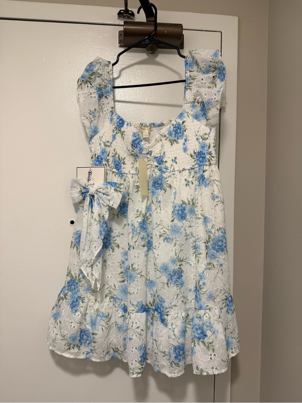 Blue Floral Eyelet Ruffle Sundress for Girls